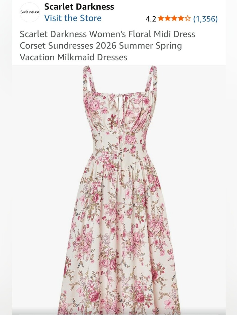 Women's Pink Floral Midi Sundress